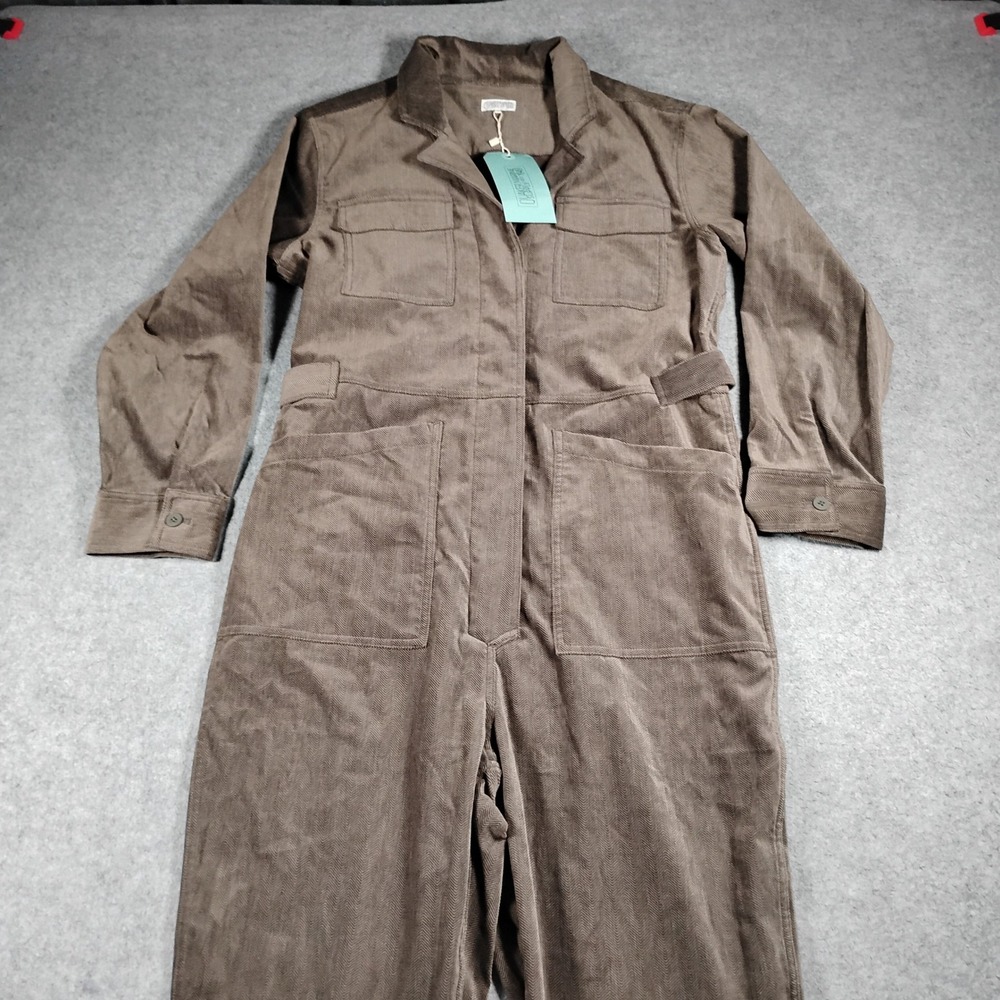 Quaker Marine Supply Brown Herringbone Cotton Corduroy Utility Coverall Large